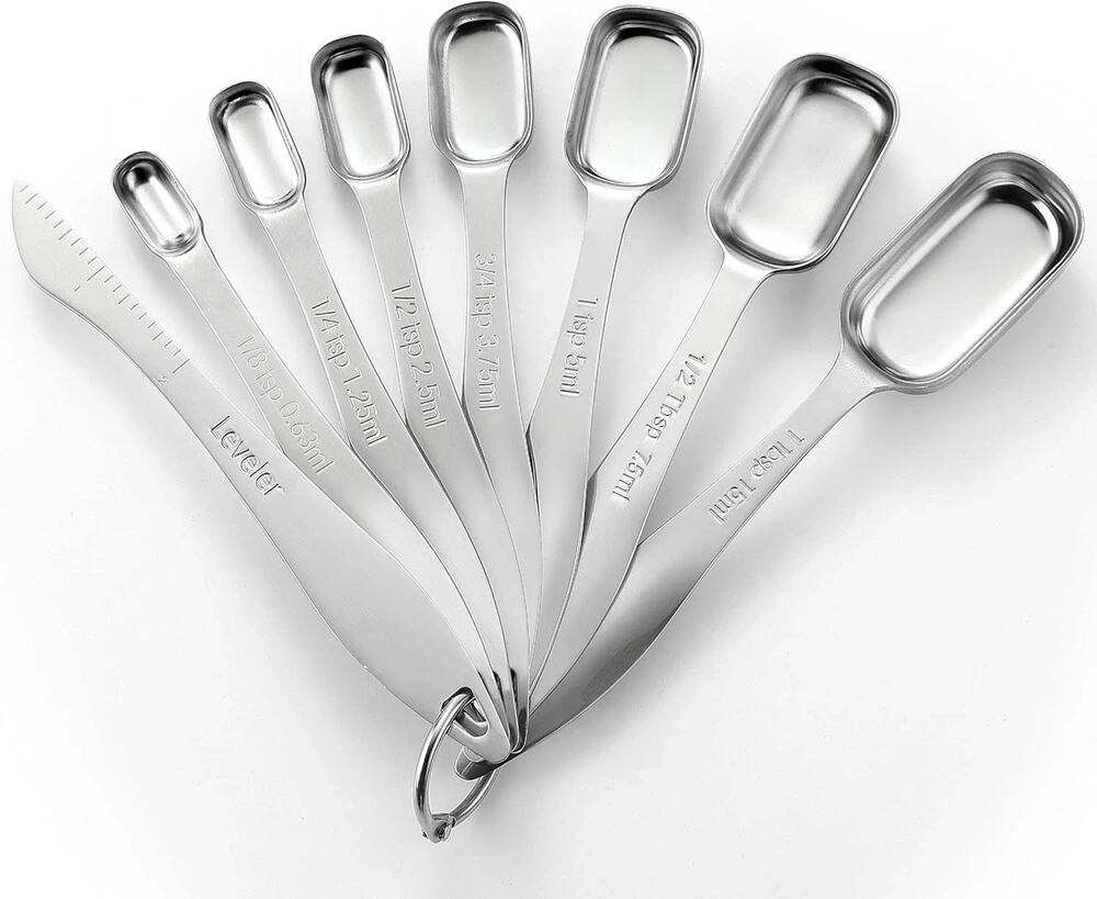 Spring Chef Stainless Steel Heavy Duty Measuring Spoons (8) w/ Leveler NWOTs